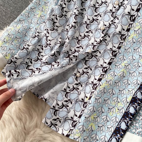 Elegant Breasted Print Tops And Midi Skirt Set - Picture 9 of 13